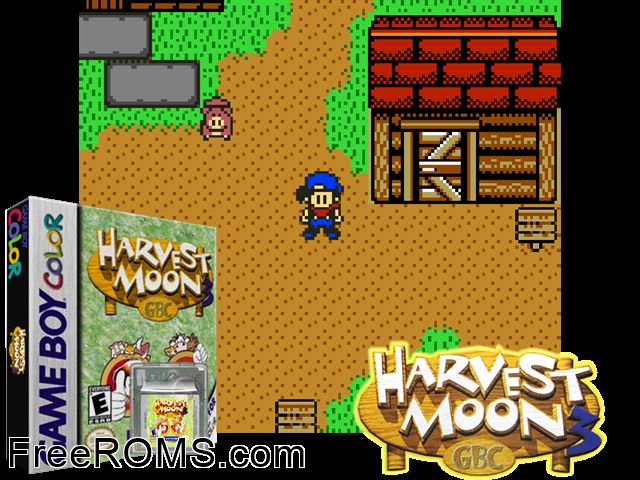 Harvest Moon 3 Gbc Gameboy Color game showing 3D box cover and gameplay screenshot