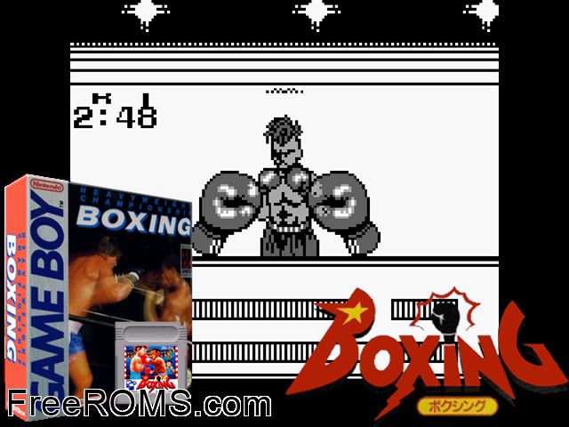 Heavyweight Championship Boxing Gameboy Color game showing 3D box cover and gameplay screenshot