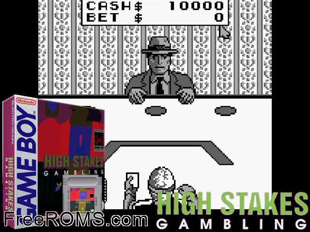 High Stakes Gambling Gameboy Color game showing 3D box cover and gameplay screenshot