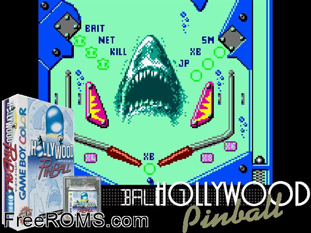 Hollywood Pinball (Japan) Gameboy Color game showing 3D box cover and gameplay screenshot