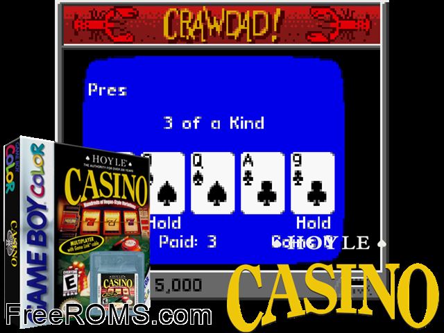 Hoyle Casino Gameboy Color game showing 3D box cover and gameplay screenshot
