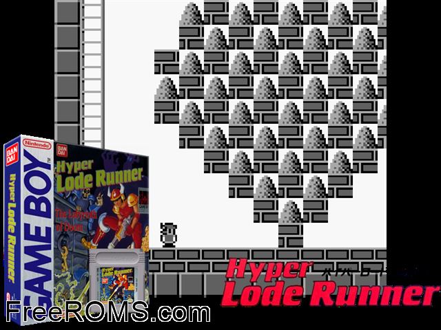 Hyper Lode Runner (Usajapan) Gameboy Color game showing 3D box cover and gameplay screenshot