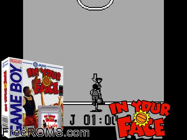 In Your Face Gameboy Color game showing 3D box cover and gameplay screenshot