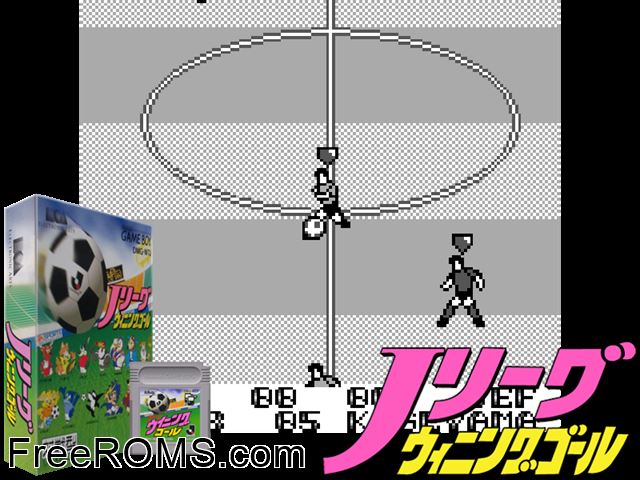 J.League Winning Goal (Japan) Gameboy Color game showing 3D box cover and gameplay screenshot