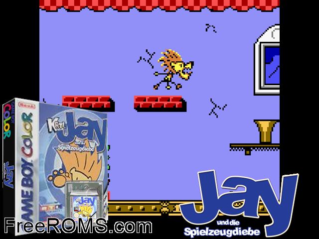 Jay Und Die Spielzeugdiebe (Germany) Gameboy Color game showing 3D box cover and gameplay screenshot