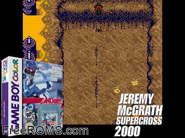 Jeremy Mcgrath Supercross 2000 Gameboy Color game showing 3D box cover and gameplay screenshot
