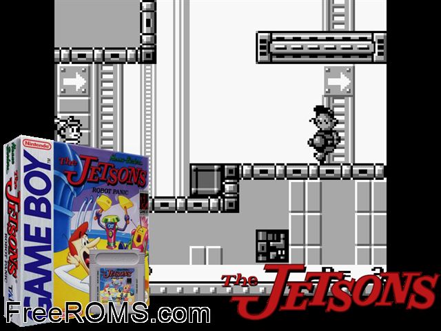 Jetsons, The Gameboy Color game showing 3D box cover and gameplay screenshot