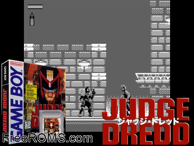 Judge Dredd Gameboy Color game showing 3D box cover and gameplay screenshot
