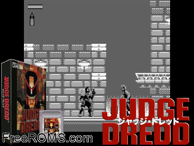 Judge Dredd (Japan) Gameboy Color game showing 3D box cover and gameplay screenshot