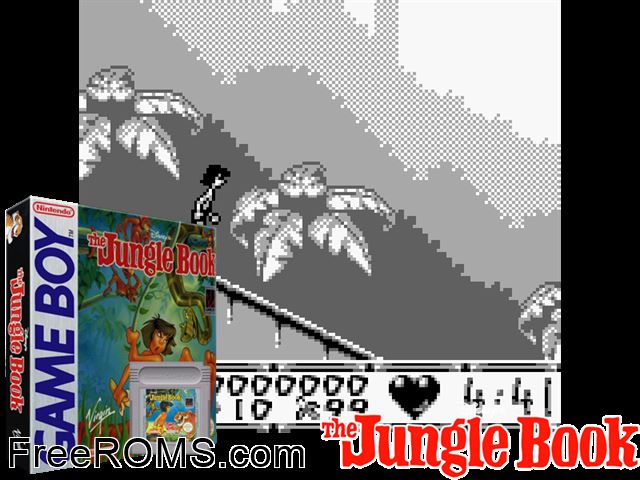 Jungle Book, The Gameboy Color game showing 3D box cover and gameplay screenshot