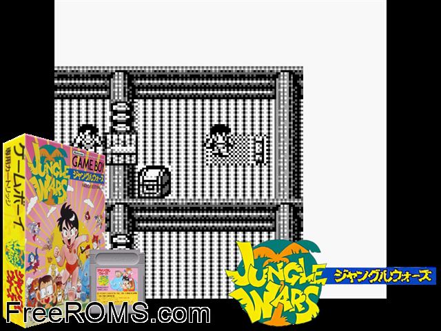 Jungle Wars (Japan) Gameboy Color game showing 3D box cover and gameplay screenshot
