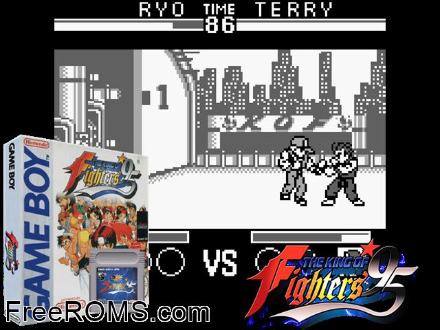 King Of Fighters 95, The Gameboy Color game showing 3D box cover and gameplay screenshot