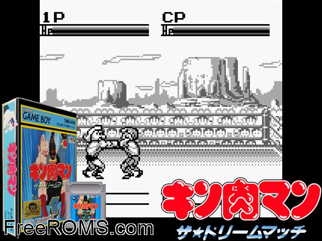 Kinnikuman Dm (Japan) Gameboy Color game showing 3D box cover and gameplay screenshot