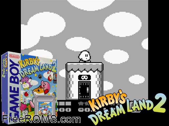 Kirbys Dream Land 2 Gameboy Color game showing 3D box cover and gameplay screenshot