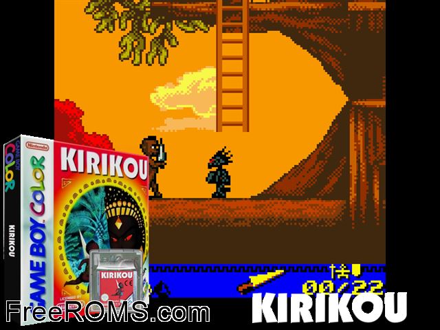 Kirikou Gameboy Color game showing 3D box cover and gameplay screenshot