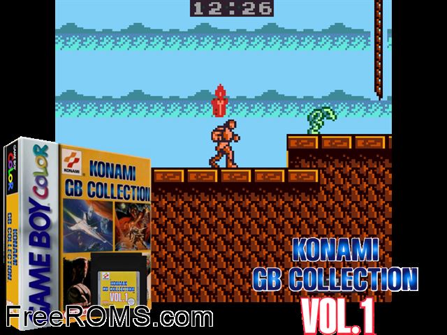 Konami Gb Collection Vol.1 Gameboy Color game showing 3D box cover and gameplay screenshot