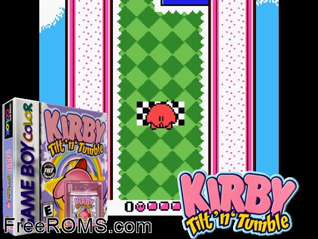 Koro Koro Kirby (Japan) Gameboy Color game showing 3D box cover and gameplay screenshot