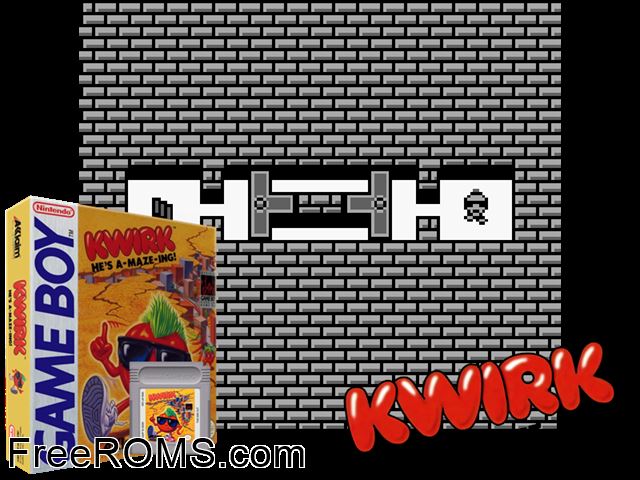Kwirk Gameboy Color game showing 3D box cover and gameplay screenshot