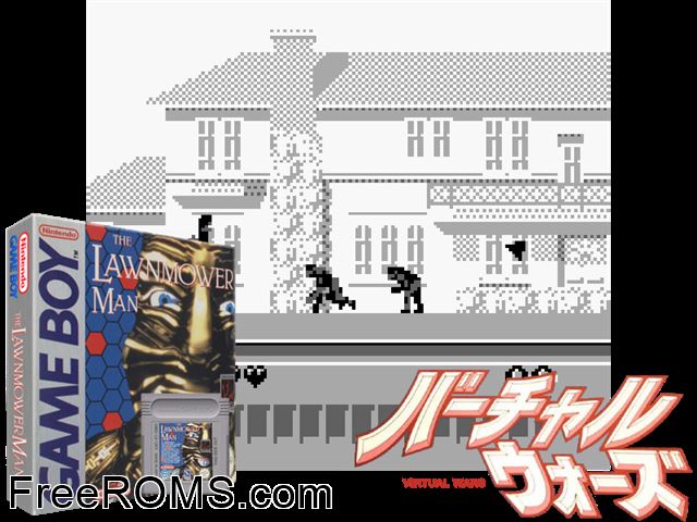 Lawnmower Man, The Gameboy Color game showing 3D box cover and gameplay screenshot