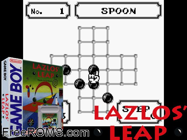 Lazlos Leap Gameboy Color game showing 3D box cover and gameplay screenshot