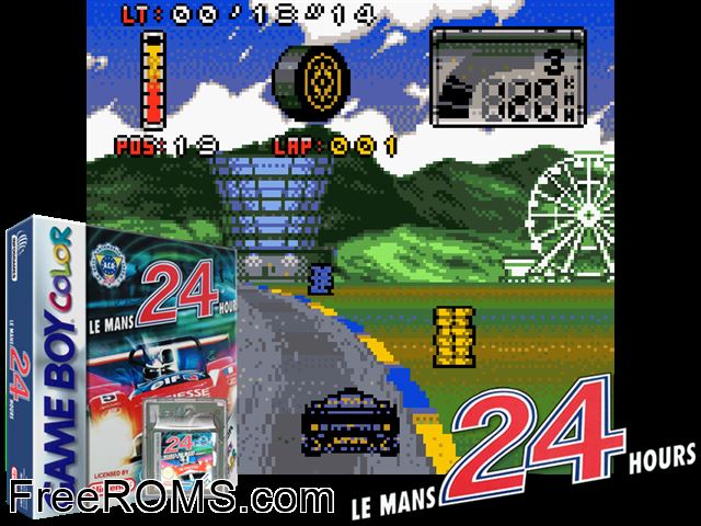 Le Mans 24 Hours Gameboy Color game showing 3D box cover and gameplay screenshot