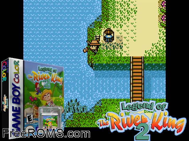 Legend Of The River King 2 Gameboy Color game showing 3D box cover and gameplay screenshot