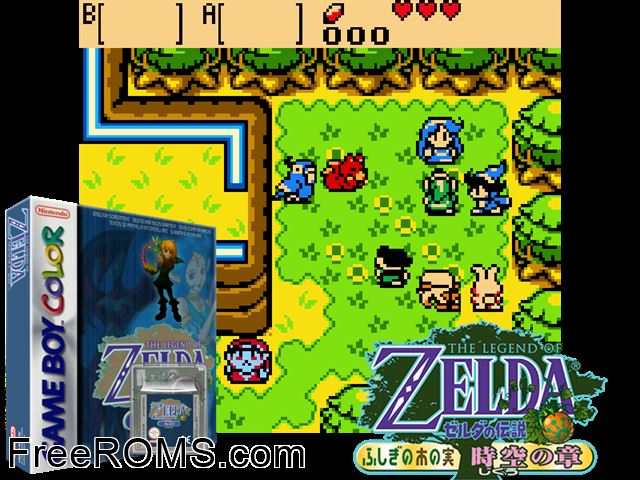 Legend Of Zelda, The Oracle Of Ages (Gba V0.3 Hack) Gameboy Color game showing 3D box cover and gameplay screenshot
