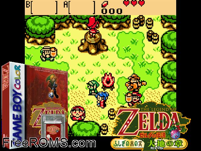 Legend Of Zelda, The Oracle Of Seasons Gameboy Color game showing 3D box cover and gameplay screenshot
