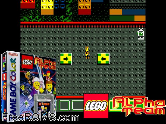 Lego Alpha Team Gameboy Color game showing 3D box cover and gameplay screenshot