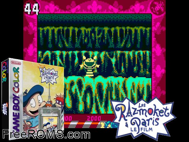 Les Razmoket A Paris - Le Film (France) Gameboy Color game showing 3D box cover and gameplay screenshot