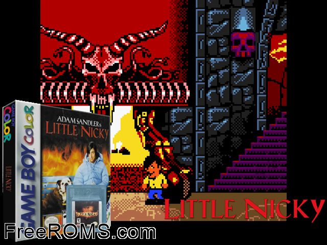 Little Nicky Gameboy Color game showing 3D box cover and gameplay screenshot