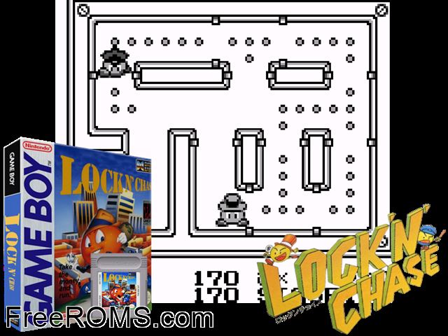 Lock N Chase (Usajapan) Gameboy Color game showing 3D box cover and gameplay screenshot
