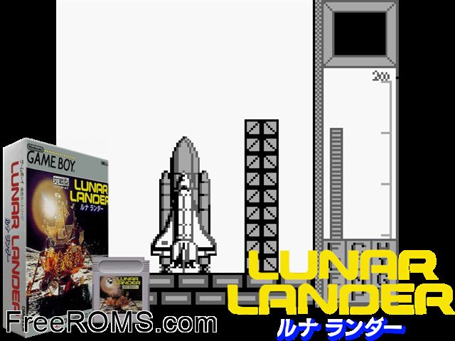 Lunar Lander (Japan) Gameboy Color game showing 3D box cover and gameplay screenshot