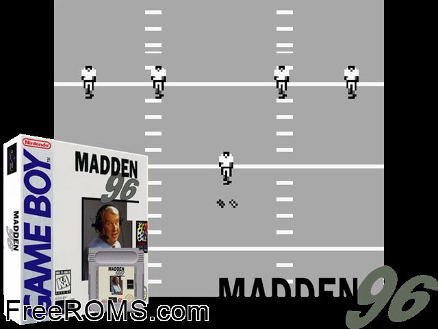 Madden 96 Gameboy Color game showing 3D box cover and gameplay screenshot