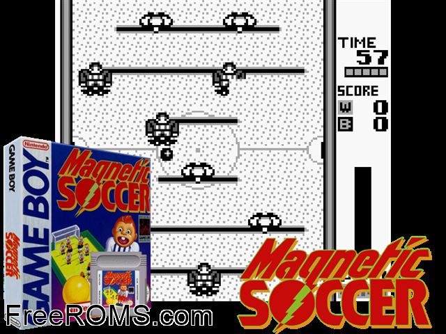 Magnetic Soccer Gameboy Color game showing 3D box cover and gameplay screenshot