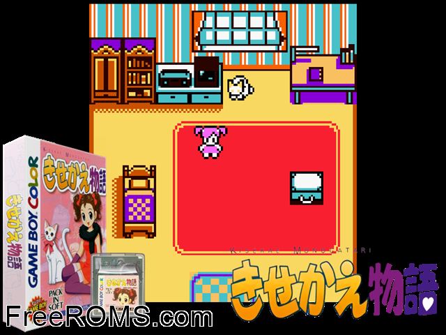 Majokko Mari-Chan No Kisekae Monogatari (Japan) Gameboy Color game showing 3D box cover and gameplay screenshot