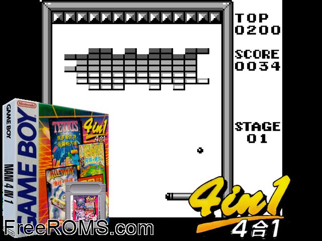 Mani 4 In 1 Gameboy Color game showing 3D box cover and gameplay screenshot