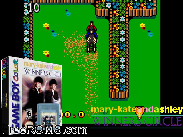 Mary-Kate And Ashley - Winners Circle Gameboy Color game showing 3D box cover and gameplay screenshot