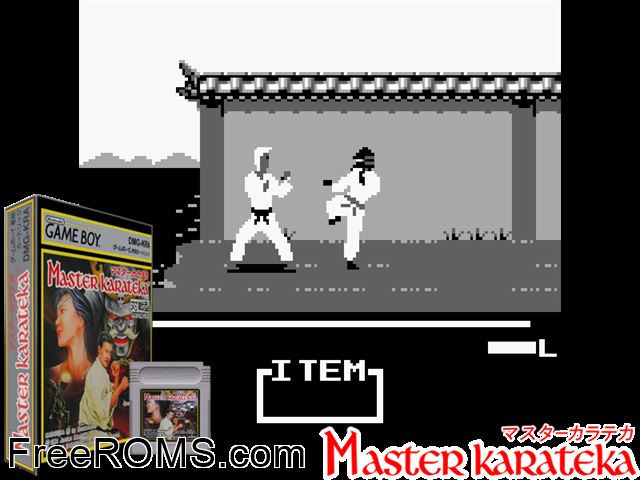 Master Karateka (Japan) Gameboy Color game showing 3D box cover and gameplay screenshot