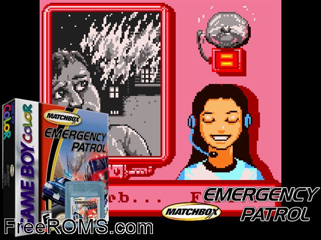 Matchbox - Emergency Patrol Gameboy Color game showing 3D box cover and gameplay screenshot