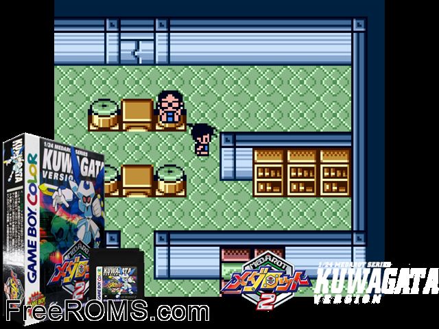 Medarot 2 - Kuwagata Version (Japan) Gameboy Color game showing 3D box cover and gameplay screenshot