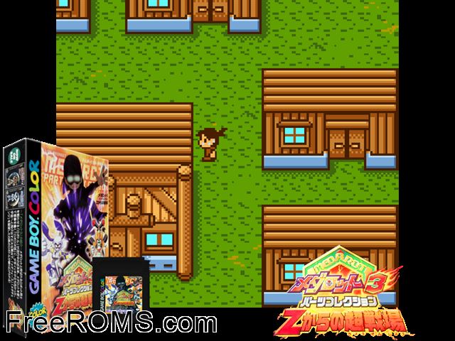 Medarot 3 - Parts Collection (Japan) Gameboy Color game showing 3D box cover and gameplay screenshot