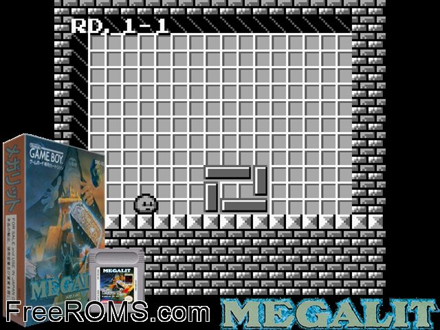 Megalit (Japan) Gameboy Color game showing 3D box cover and gameplay screenshot