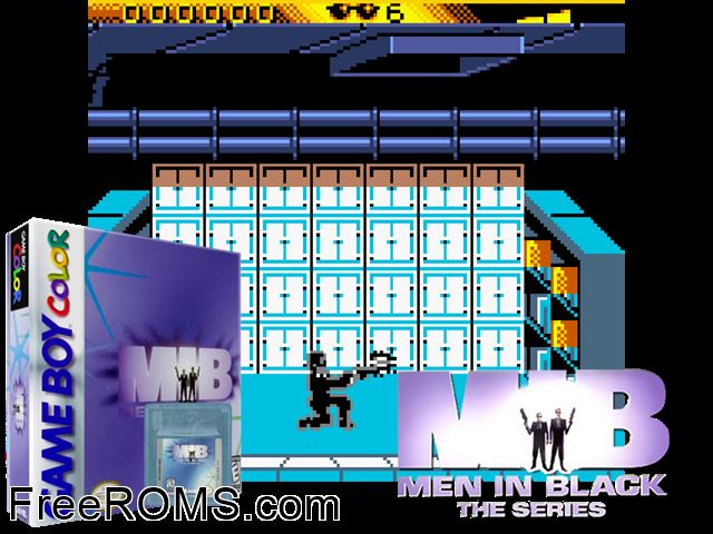 Men In Black - The Series Gameboy Color game showing 3D box cover and gameplay screenshot
