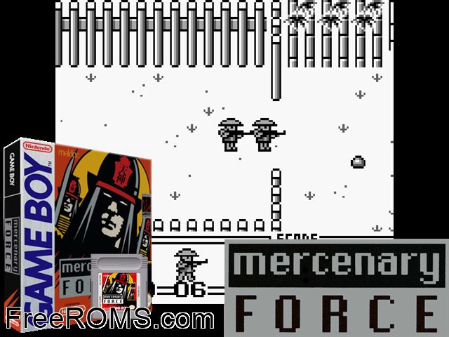 Mercenary Force Gameboy Color game showing 3D box cover and gameplay screenshot