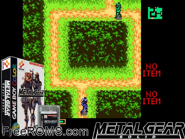 Metal Gear - Ghost Babel (Japan) Gameboy Color game showing 3D box cover and gameplay screenshot