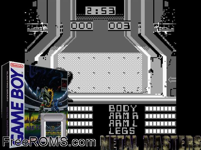Metal Masters Gameboy Color game showing 3D box cover and gameplay screenshot