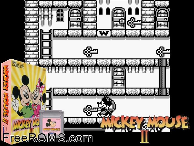 Mickey Mouse (Japan) Gameboy Color game showing 3D box cover and gameplay screenshot