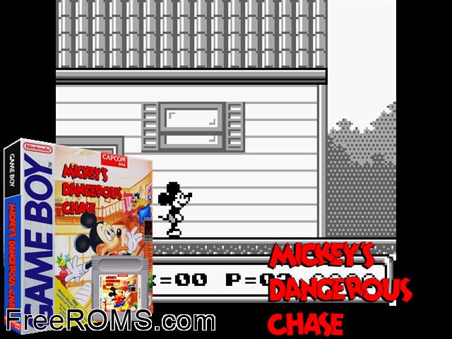 Mickeys Dangerous Chase (French) Gameboy Color game showing 3D box cover and gameplay screenshot