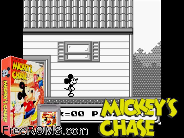Mickeys Dangerous Chase (Japan) Gameboy Color game showing 3D box cover and gameplay screenshot